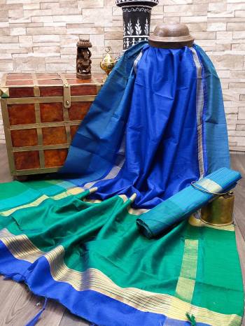 Garb This Very Pretty Fine Colored Designer Saree Paired With Blouse. This Saree and Blouse Are Bhagalpuri Silk Based Beautified With Detailed Wevon Designer Saree. 