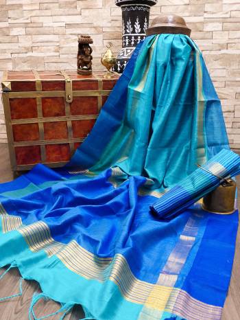 Garb This Very Pretty Fine Colored Designer Saree Paired With Blouse. This Saree and Blouse Are Bhagalpuri Silk Based Beautified With Detailed Wevon Designer Saree. 