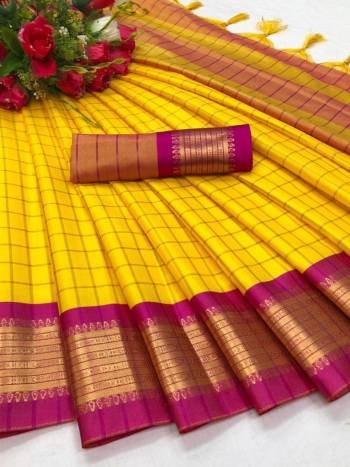 Look Attractive Wearing This Colored Saree Paired With Contrasted Color Blouse.  This Heavy Weving Designer With Saree Is Soft Silk Based Which Gives A Rich Look To Your Personality. Buy This Pretty Saree Now.