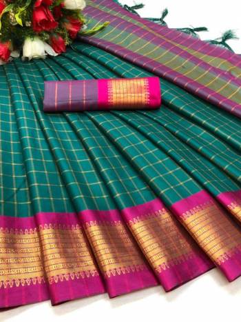 Look Attractive Wearing This Colored Saree Paired With Contrasted Color Blouse.  This Heavy Weving Designer With Saree Is Soft Silk Based Which Gives A Rich Look To Your Personality. Buy This Pretty Saree Now.