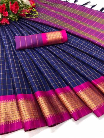 Look Attractive Wearing This Colored Saree Paired With Contrasted Color Blouse.  This Heavy Weving Designer With Saree Is Soft Silk Based Which Gives A Rich Look To Your Personality. Buy This Pretty Saree Now.