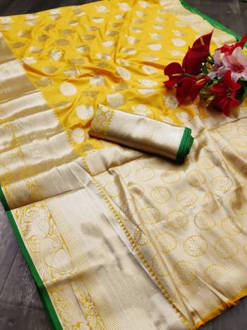 Adorn The Pretty Angelic Look Wearing This Heavy Wevon Jacquard Designer Saree In Fine Color Paired With Blouse. This Saree Is Fabricated On Banarasi Silk Paired With Banarasi Silk Fabricated Blouse. Its Pretty Color Pallete Will Give An Attractive Look To Your Personality. 