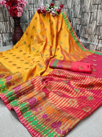 Attrective The Pretty Angelic Look Wearing This Heavy Wevon Jacquard Designer Saree In Fine Color Paired With Contrased Color Blouse. This Saree Is Fabricated On Lichi Silk Paired With Lichi Silk Fabricated Blouse. Its Pretty Color Pallete Will Give An Attractive Look To Your Personality. 