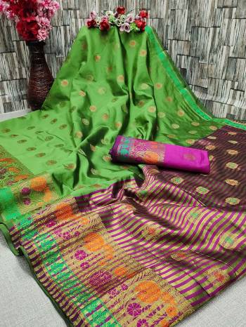 Attrective The Pretty Angelic Look Wearing This Heavy Wevon Jacquard Designer Saree In Fine Color Paired With Contrased Color Blouse. This Saree Is Fabricated On Lichi Silk Paired With Lichi Silk Fabricated Blouse. Its Pretty Color Pallete Will Give An Attractive Look To Your Personality. 