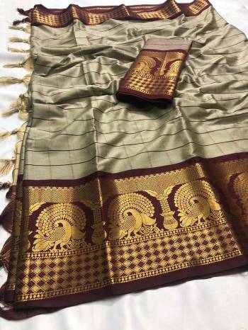 Attrective The Pretty Angelic Look Wearing This Wevon Jacquard Designer Saree In Fine Color Paired With Contrased Color Blouse. This Saree Is Fabricated On Cotton Silk Paired With Cotton Silk Fabricated Blouse. Its Pretty Color Pallete Will Give An Attractive Look To Your Personality. 