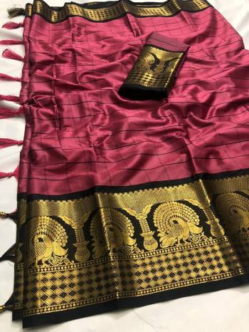 Attrective The Pretty Angelic Look Wearing This Wevon Jacquard Designer Saree In Fine Color Paired With Contrased Color Blouse. This Saree Is Fabricated On Cotton Silk Paired With Cotton Silk Fabricated Blouse. Its Pretty Color Pallete Will Give An Attractive Look To Your Personality. 