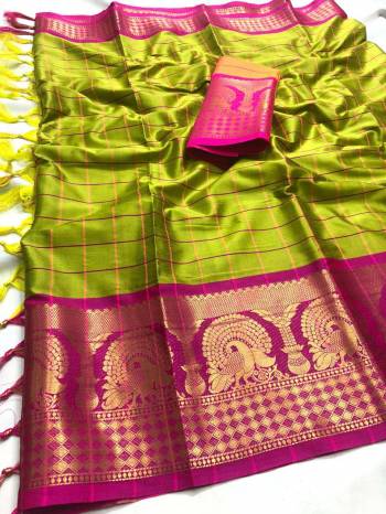 Attrective The Pretty Angelic Look Wearing This Wevon Jacquard Designer Saree In Fine Color Paired With Contrased Color Blouse. This Saree Is Fabricated On Cotton Silk Paired With Cotton Silk Fabricated Blouse. Its Pretty Color Pallete Will Give An Attractive Look To Your Personality. 