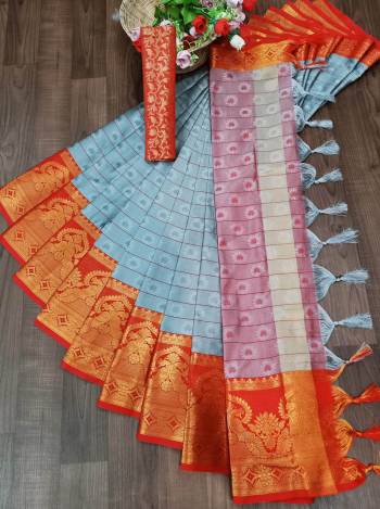 Look This Pretty Angelic Wearing This Wevon Jacquard Designer Saree In Fine Color Paired With Contrased Color Blouse. This Saree Is Fabricated On Cotton Silk Paired With Cotton Silk Fabricated Blouse. Its Pretty Color Pallete Will Give An Attractive Look To Your Personality. 