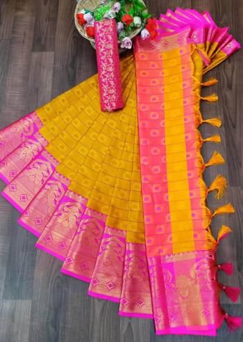 Look This Pretty Angelic Wearing This Wevon Jacquard Designer Saree In Fine Color Paired With Contrased Color Blouse. This Saree Is Fabricated On Cotton Silk Paired With Cotton Silk Fabricated Blouse. Its Pretty Color Pallete Will Give An Attractive Look To Your Personality. 