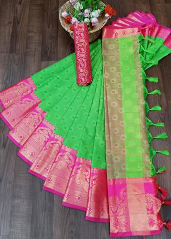 Look This Pretty Angelic Wearing This Wevon Jacquard Designer Saree In Fine Color Paired With Contrased Color Blouse. This Saree Is Fabricated On Cotton Silk Paired With Cotton Silk Fabricated Blouse. Its Pretty Color Pallete Will Give An Attractive Look To Your Personality. 