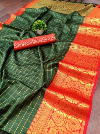 Garb This Pretty Angelic Wearing This Wevon Jacquard Designer Saree In Fine Color Paired With Contrased Color Blouse. This Saree Is Fabricated On Cotton Silk Paired With Cotton Silk Fabricated Blouse. Its Pretty Color Pallete Will Give An Attractive Look To Your Personality. 