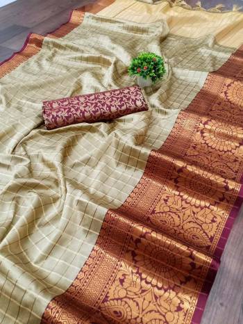 Garb This Pretty Angelic Wearing This Wevon Jacquard Designer Saree In Fine Color Paired With Contrased Color Blouse. This Saree Is Fabricated On Cotton Silk Paired With Cotton Silk Fabricated Blouse. Its Pretty Color Pallete Will Give An Attractive Look To Your Personality. 