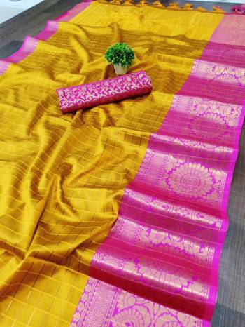 Garb This Pretty Angelic Wearing This Wevon Jacquard Designer Saree In Fine Color Paired With Contrased Color Blouse. This Saree Is Fabricated On Cotton Silk Paired With Cotton Silk Fabricated Blouse. Its Pretty Color Pallete Will Give An Attractive Look To Your Personality. 