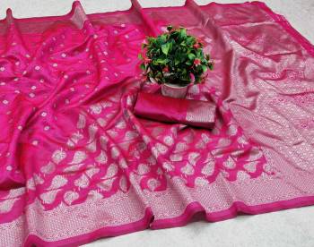 Attrective Look This Pretty Angelic Wearing This Wevon Silver Jari Jacquard Designer Saree In Fine Color Paired With Blouse. This Saree Is Fabricated On Lichi Silk Paired With Lichi Silk Fabricated Blouse. Its Pretty Color Pallete Will Give An Attractive Look To Your Personality. 