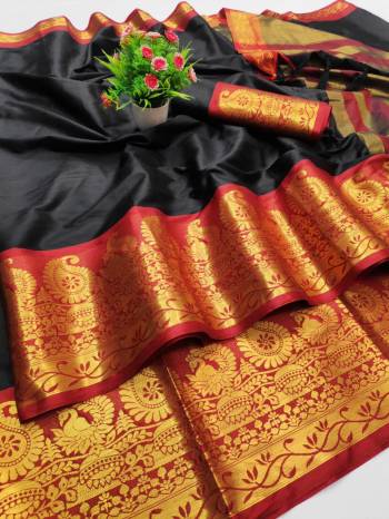 Garb This Pretty Angelic Look Wearing This Heavy Wevon Jacquard Designer Saree In Fine Color Paired With Blouse. This Saree Is Fabricated On Cotton Silk Paired With Cotton Silk Fabricated Blouse. Its Pretty Color Pallete Will Give An Attractive Look To Your Personality. 