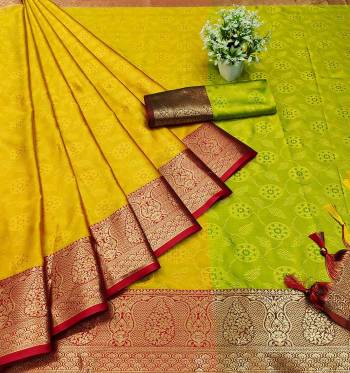 Garb This Pretty Angelic Look Wearing This Heavy Wevon Jacquard Designer Saree In Fine Color Paired With Blouse. This Saree Is Fabricated On Kanjivaram Silk Paired With Kanjivaram Silk Fabricated Blouse. Its Pretty Color Pallete Will Give An Attractive Look To Your Personality. 