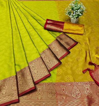 Garb This Pretty Angelic Look Wearing This Heavy Wevon Jacquard Designer Saree In Fine Color Paired With Blouse. This Saree Is Fabricated On Kanjivaram Silk Paired With Kanjivaram Silk Fabricated Blouse. Its Pretty Color Pallete Will Give An Attractive Look To Your Personality. 
