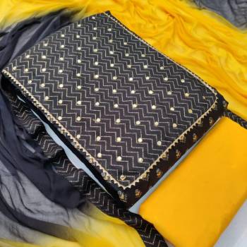 Look Pretty This Designer Long Length Suit In Lovely Color.?Its Pretty Printed With Embroidred Top Is Slub Cotton Based Paired With Cotton Bottom And Naznin Fabricated Dupatta  Which Gives An Attractive To The Suit.