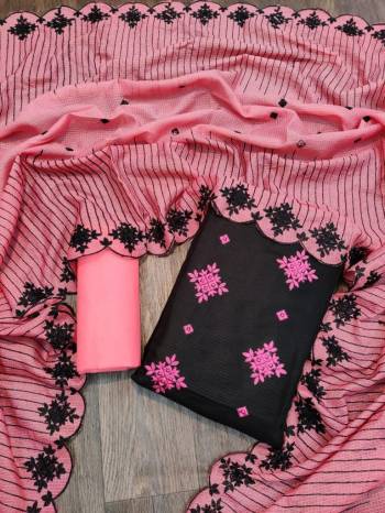 Garb This Designer Long Length Suit In Lovely Color.?Its Pretty Embroidred Work Top Is Kota Checks Based Paired With Santoon Inner Or Bottom And Kota Checks Fabricated Dupatta  Which Gives An Attractive To The Suit.
