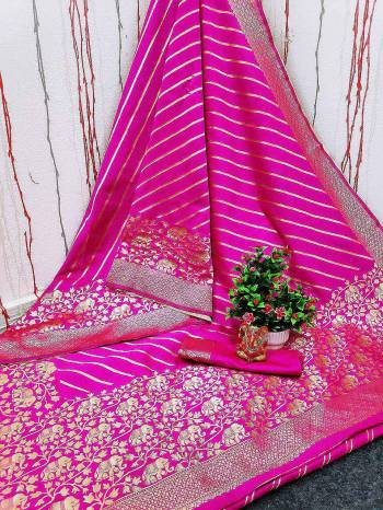 Adorn The Pretty Angelic Look Wearing This Party Wear Heavy Designer Wevon Jacquard Work Saree With Blouse. This Saree Is Fabricated On Banarasi Cotton Paired With Blouse. Its Pretty Color Pallete Will Give An Attractive Look To Your Personality. 