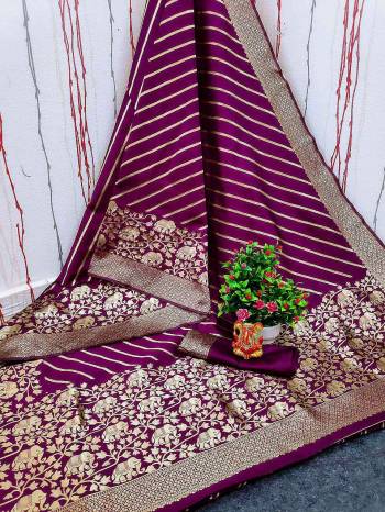 Adorn The Pretty Angelic Look Wearing This Party Wear Heavy Designer Wevon Jacquard Work Saree With Blouse. This Saree Is Fabricated On Banarasi Cotton Paired With Blouse. Its Pretty Color Pallete Will Give An Attractive Look To Your Personality. 