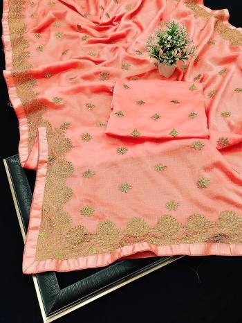 Actrative This Pretty Angelic Look Wearing This Party Wear Heavy Designer Jari Embroidery Work Saree With Blouse. This Saree Is Fabricated On Chiffon Paired With Blouse. Its Pretty Color Pallete Will Give An Attractive Look To Your Personality. 