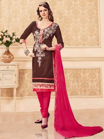 This Beautifull Colored Suit Is Fabricated In Glass Cotton While Being Paired With A Nazmin Dupatta. The Highlight Of The Garment Is The Lovely Colored Embroidery Designs On The Suit . Add The Zing Of Oxidized Jewelry To The Outfit And Look Spectacular For A Daily Wear Casual Style.This Amazing Collection Only for U Grab It Now.  