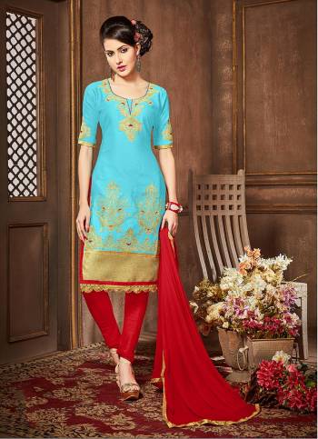 Look Gorgeous At An Upcoming Function Wearing The Suit. Featuring Eye-Catching Embroidered Pattern  This Salwar Suit Will Be A Great Pick This Season. The Cotton Top And Semi Lawn Bottom Will Keep You Comfortable All Day Long. Grab It Now. 