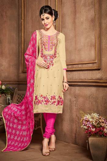 Its The Seasons Loveliest Pick  Get Your Hands On This Amazing Beige And Pink Colored Glass  Cotton Suit 