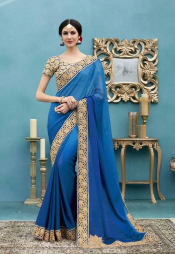 Cool Colors Always Give A Fresh Look When you Wear It. So Grab This Saree In Blue Color Paired With Blue Colored Blouse. This Saree Is Fabricated On Georgette Paired With Art Silk Fabricated Blouse. Buy This Designer Saree Now.