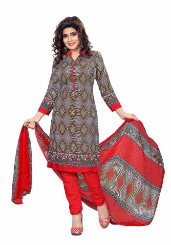 Go Colorful With This Dress Material In Multi Colored Top Paired With Red Colored Bottom And Dupatta. Its Top and Bottom Are Fabricated On Cotton Paired With Chiffon Dupatta. It Is Light Weight And Also Soft Towards Skin And Easy To Carry All Day Long.