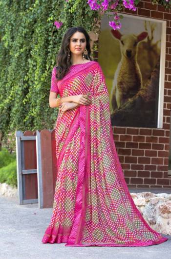 Look Pretty Wearing This Saree In Pink Color Paired With Pink Colored Blouse. This Saree Is Fabricated On Georgette Paired With Satin Fabricated Blouse. It Is Beautified With Intricate Prints All Over It.