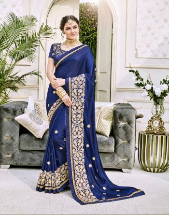 Shine Bright Wearing This Attractive Saree In Royal Blue Color Paired With Blue Colored Blouse. This Saree Is Fabricated On Silk Paired With Art Silk Fabricated Blouse. Its Attractive Color Will Get You All The Limelight At The Partty.