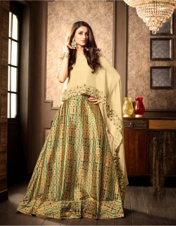 Another Unique Cape Patterned Indo-Western Suit Is Here In Beige Color. Flaunt Your Unique Taste Wearing This Indo-Western Suit Which Ensures Superb Comfort Throoughout The Gala.