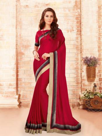 Adorn The Angelic Look Wearing This Saree In Red Color Paired With Red Colored Blouse. This Saree Is Fabricated On Silk Georgette Paired With Georgette Fabricated Blouse.   Both The Fabrics Ensures superb Comfort All day Long. Buy Now.