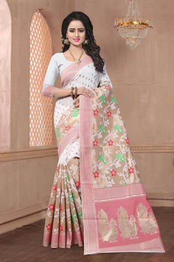 Simple And Elegant Looking Saree Is Here With This Banarasi Saree In White Color Paired With White Colored Blouse. This Saree And Blouse Are Fabricated On Banarasi Art Silk Bautified With Weave All Over It. Buy This Saree Now.