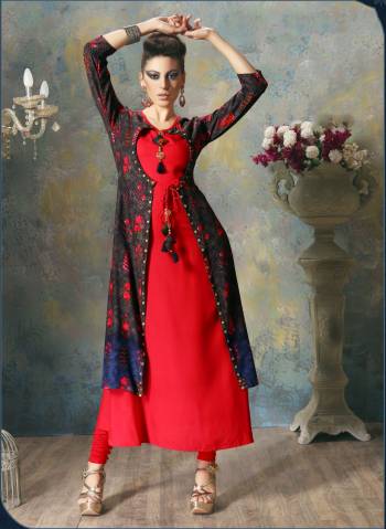 Grab This Jacket Patterned Kurti In Red Color Fabricated On Rayon Cotton. This Kurti Is Light Weight And Easy To Carry Throughout The Gala. Buy This Pretty Readymade Kurti Now.