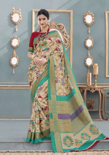 Celebrate This Festive Season Wearing This Formal saree In Cream Color Paired With Maroon Colored Blouse. This Saree And Blouse Are Fabricated On Tussar Art Silk Beautified With Bold Floral Prints. Buy Now.