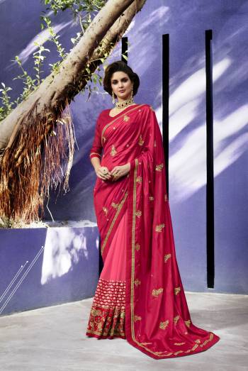 Attract All Wearing This Designer Saree In Dark Pink Color Paired With Dark Pink Colored Blouse. This Saree Is Fabricated On Art Silk and Georgette Paired With Art Silk Fabricated Blouse. It Is Perfect For Any Festive Wear Of Any Formal Function Taking At Your Place.