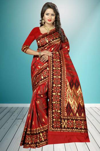 Grab The Whole New Collection In Banarasi Saree In Maroon Color Paired With Maroon Colored Blouse. This Saree And Blouse Are Fabricated On Banarasi Art Silk Beautified With Rapier Jacquard Work All Over The Saree. Buy It Now.