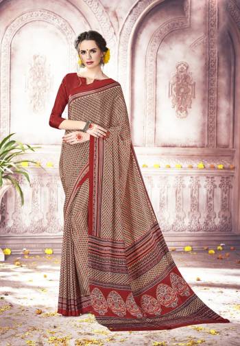 All Color Is The Best Color To wear, So Grab This Saree In Multi Color Paired With Red Colored Blouse. This Saree And Blouse Are Fabricated On Crepe Silk Beautified with Intricate Prints All Over It.