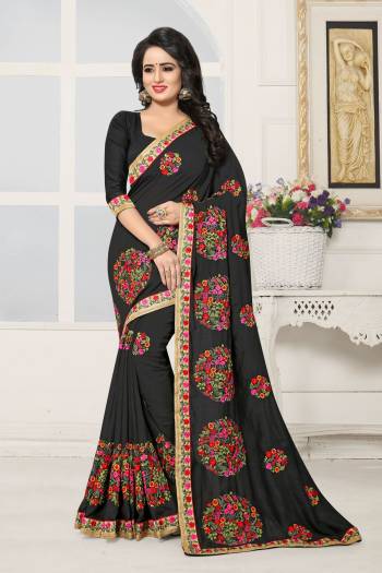 Enhance Your Beauty Wearing This Saree In Black Color Paired With Black Colored Blouse. This Saree And Blouse Are Fabricated On Art Silk Beautified With Resham Embroidery. This Saree Is Light Weight And easy To Carry All Day Long.