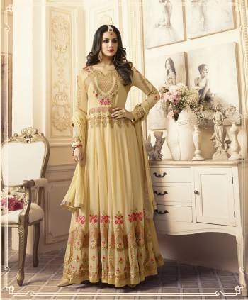 Simple and Elegant Looking Heavy Designer Floor Length Suit Is Here In Beige Color Paired With Beige Colored Bottom And Dupatta. Its Top Is Fabricated On Georgette Paired With Santoon Bottom And Chiffon Dupatta. This Suit Is Light Weight And easy To Carry All Day Long. Buy Now.