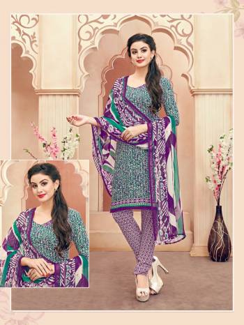 Go Colorful This Summer With This Dress Material In Multi Colored Top Paired With White & Purple Colored Bottom And Multi Colored Dupatta. Its Top And Bottom Are Fabricated On South Cotton Paired With Chiffon Dupatta. Its All Three Fabrics Ensures Superb Comfort All Day Long.