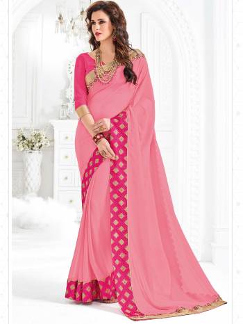 Lok pretty like never before. wearing this Light Pink color two-tone marble saree. Ideal for party, festive & social gatherings. this gorgeous saree featuring a beautiful mix of designs. Its attractive color and designer embroidered design, patch design, attractive stone design, beautiful floral design work over the attire & contrast hemline adds to the look. Comes along with a contrast unstitched blouse.