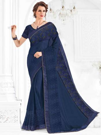 A classy number to be included in your wardrobe. Blue color marble chiffon with heavy net work saree. Ideal for party, festive & social gatherings. this gorgeous saree featuring a beautiful mix of designs. Its attractive color and designer embroidered design, attractive stone design, beautiful floral design work over the attire & contrast hemline adds to the look. Comes along with a contrast unstitched blouse.