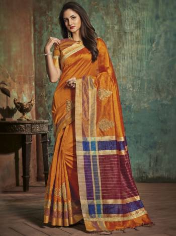 Orange Color Induces Perfect Summery Appeal To Any Outfit So Grab This Lovely Saree In Orange Color Paired With Orange Colored Blouse. This Saree And Blouse Are Fabricated On Art Silk. Buy This Attractive Saree Now.