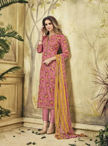 Look pretty Wearing This Dress Material In Pink Color Paired With Pink Colored Bottom And Dupatta. Its Top and Bottom Are Fabricated On Cotton Paired With Chiffon Dupatta. It Is Beautified With Bold Floral Prints All Over It. Buy It Now.