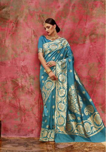 Look Pretty Wearing This Saree In Turquoise Blue Color Paired With Turquoise Blue Colored Blouse. This Saree And Blouse Are Fabricated On Banarasi Art Silk. This Saree Gives You Rich Look To Your Personality. Buy Now.