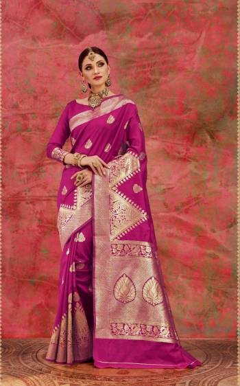 Bright And Visually Appealing Color Is Here With This Saree In Dark Pink Color Paired With Dark Pink Colored Blouse. This Saree And Blouse Are Fabricated On Banarasi Art Silk. It Is Easy To Drape And Carry All Day Long. 